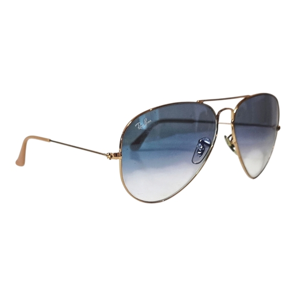 Rayban RB 3025 001/3F Aviator Gold Gradient Blue Unisex New - Picture 1 of 10